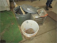 METAL FILE, SMALL TRASH CAN, GRINDING WHEELS, SAW