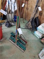 LOT OF PUSH BROOMS AND SQUEEGEES