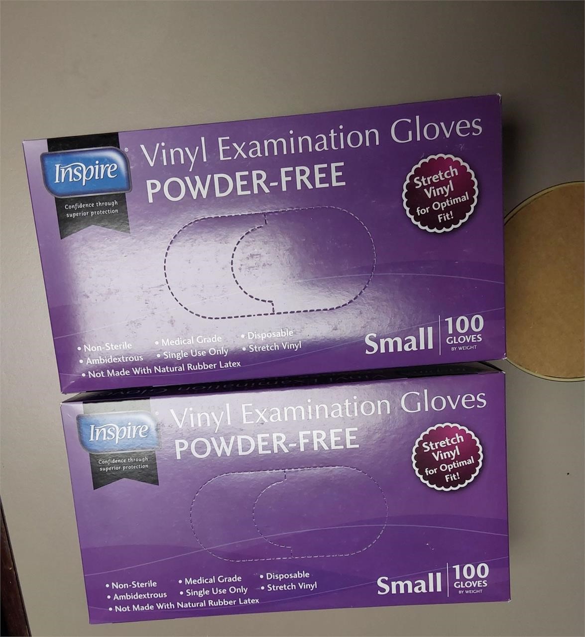 (2) 100ct Small Vinyl Exam Gloves