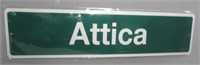 Attica Metal Street Sign in Good Condition.