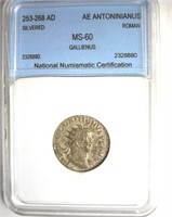 253-268 AD Silvered Gallienus Roman NNC MS60