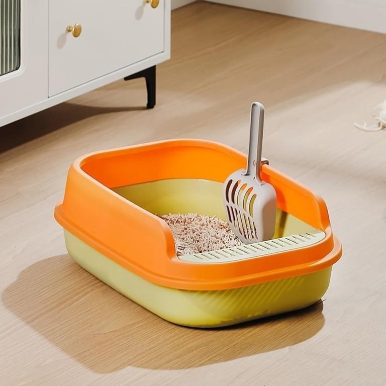 ZuHucpts Open Cat Litter Box with Scoop and High