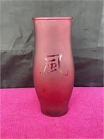 MCM  red frosted  vase Asian Symbol spain 13" vase
