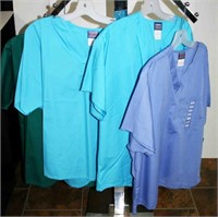 (4) Cherokee Men's V Neck Scrub Tops, Size L