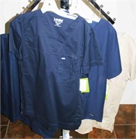 (4) Landau Men's V Neck Scrub Tops, Size S