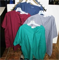 (4) Landau Men's V Neck Work Wear/Scrub Tops,