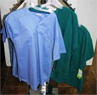 (4) Landau Men's V Neck Work Wear/Scrub Tops,