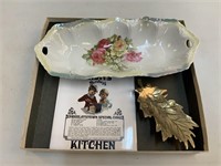 Dish, Hot Plate and metal Leaf Dish