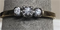 10 kt. gold ring w/3 diamonds, size 7