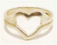 Sterling Silver Open Heart Ring Sz 8 2.5g