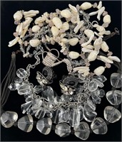 Vintage Crystal Bead Necklaces and Pin