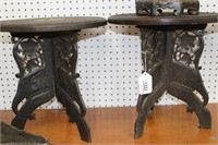 Pair of Carved Elephant Plant Stands