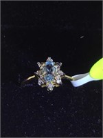 10K GOLD RING W/.50CT TOPAZ,4PTS DIAMONDS, SIZE 7