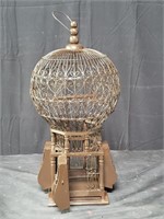 Wood and metal hot air balloon style bird cage