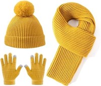 Lallier 3Pcs Kids Hat Scarf and Snow Gloves Set,