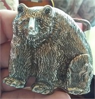 STERLING bear figural buckle Texas silversmith
