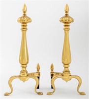 Pair of Gilt Bronze Ball Andirons