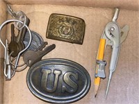 Belt buckles, keys