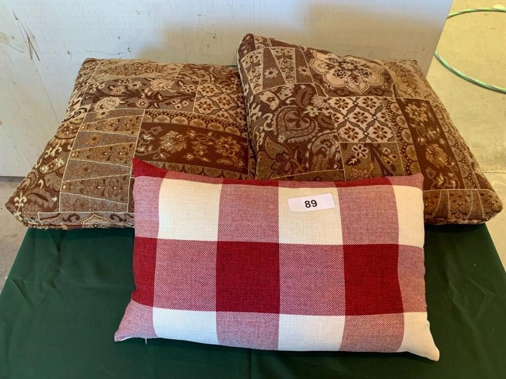 (2) Matching Pillows & Red Checkered Pillow