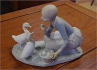 Lladro girl with geese figurine