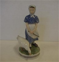 Royal Copenhagen lady with a goose figurine