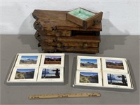 MONTANA WOOD JEWELRY BOX, CARDS