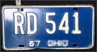 1967 Ohio license plate