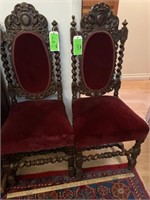 2x Victorian Style Chairs (1 damaged headboard)