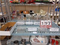 Steak knives, display silverware racks, assorted