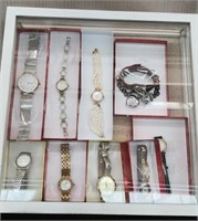 9 Women's Watches w/Display Case