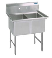 STAINLESS STEEL 2 COMPARTMENT SINK, 10" RISER