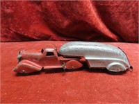 Art Deco Wind up Truck and trailer pressed steel.