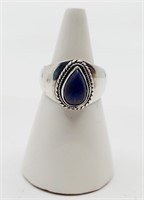 Sterling Silver Ring Set with Lapis Lazuli