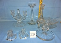 several glass candle holders