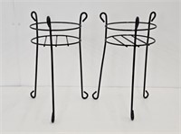 2 METAL PLANT STANDS - 25.25" TALL X 17" DIA