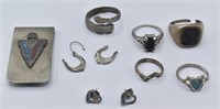 Silver Money Clip, Rings & Earrings