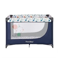 Pamo Babe Portable Crib with Mattress (Blue)