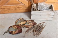 Wood Crate of Pheasant Skins & Feathers
