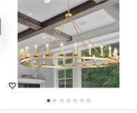 QJMPP Gold Wagon Wheel Chandelier 53-Inch 24-Ligh