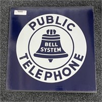 Public Telephone Porcelain Flange Sign