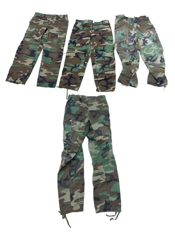 Four Military Size Small Camo Pants