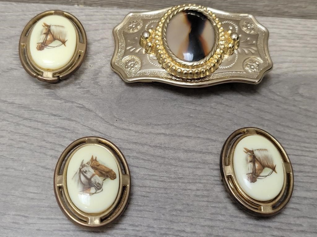 Ladies Western Belt Buckle & Button Covers
