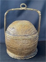 Vintage Asian woven rattan wicker wedding basket
