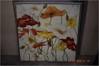 Floral Painting.  Artist Shown in Picture 36 X 36