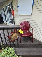 Metal chair w/ sunflower 15" d, hook & bottle