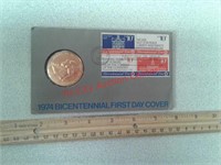 1974 Bicentennial first day cover coin and stamps