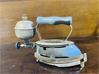 Vintage Coleman gas iron and stand