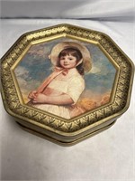 12.25 INCH VINTAGE 1960 OCTAGON BOY AND GIRL TIN