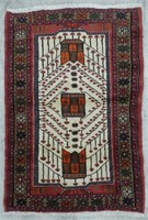 HAMADAN HAND KNOTTED WOOL ACCENT RUG, 3'3" X 4'8"