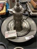 Zinn German Pewter Stein, Plates.